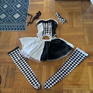 Harlequin Black and White Costume